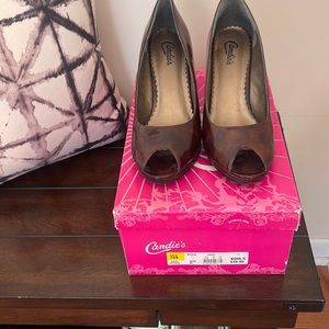 Candies brown heels open toe